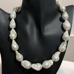 Genuine Natural Irregular Baroque Freshwater Large Pearl Choker Necklace